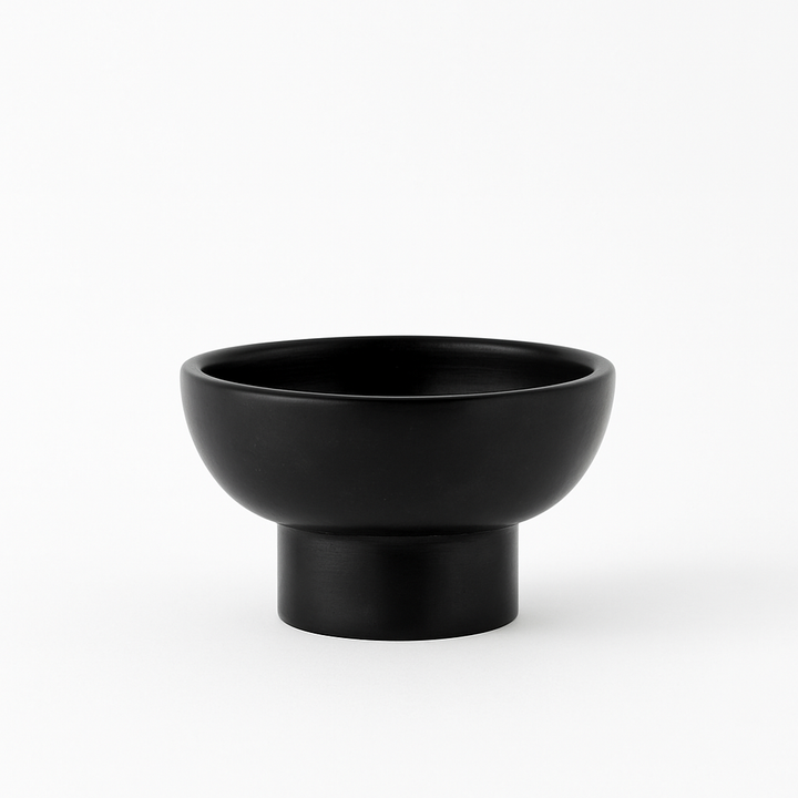 Charcoal Pedestal Ceramic Bowl